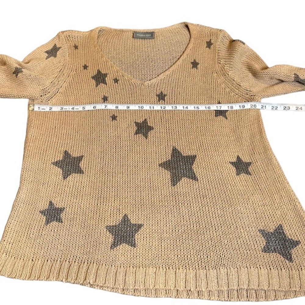 Wooden Ships Knit Sweater Natural‎ Tan Metallic Black Stars Oversized S/M - Picture 7 of 10